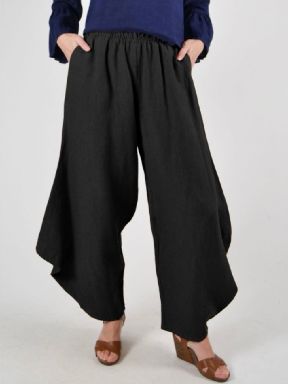Bryn Walker Seamus Black Linen Balloon Lantern Pants L Made in USA